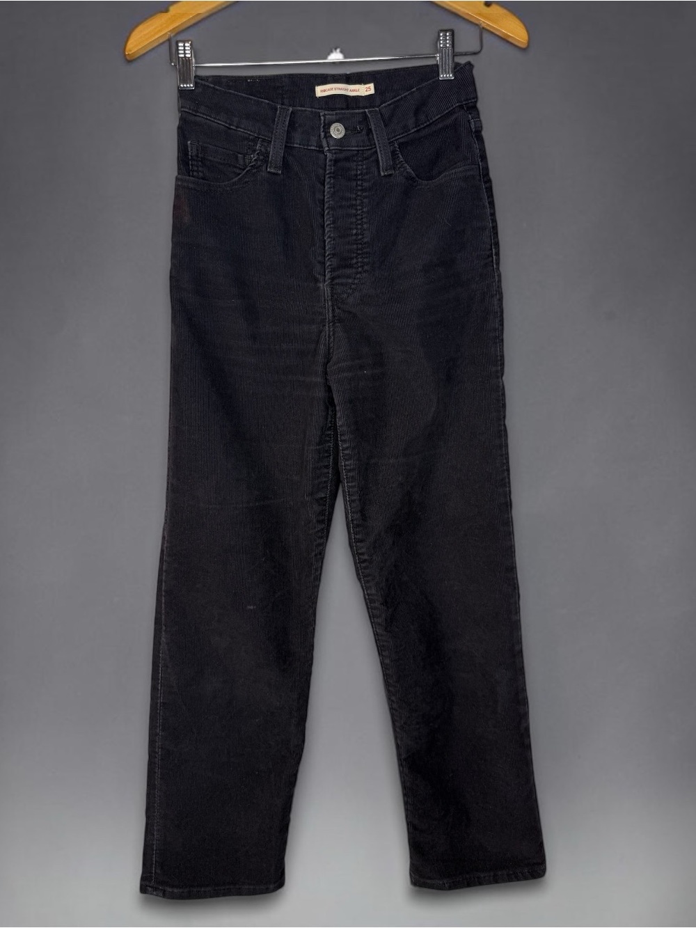 Levi's Premium Ribcage Straight Ankle Corduroy Pants Black 25